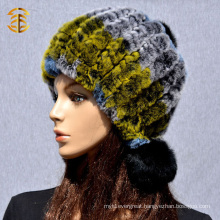2017 Factory wholesale custom women winter hats rabbit hat with fur ball